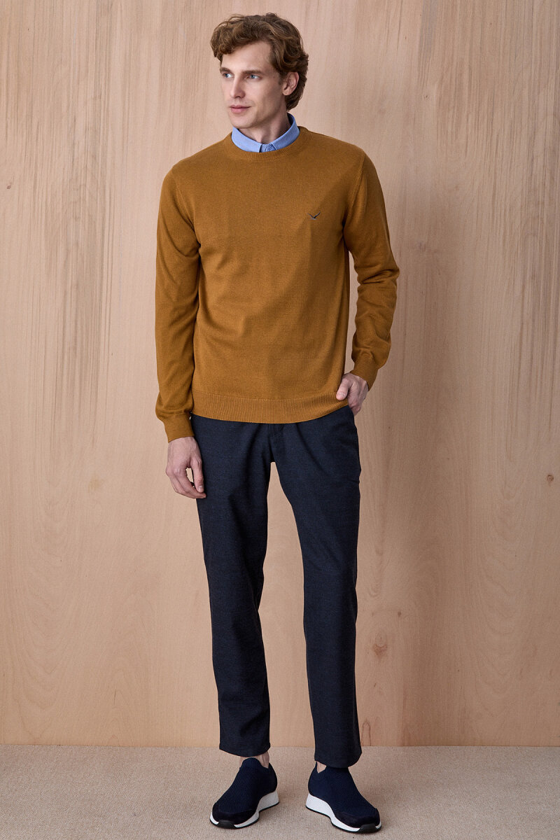 Hardal %100 Pamuk Bisiklet Yaka Kazak - 4