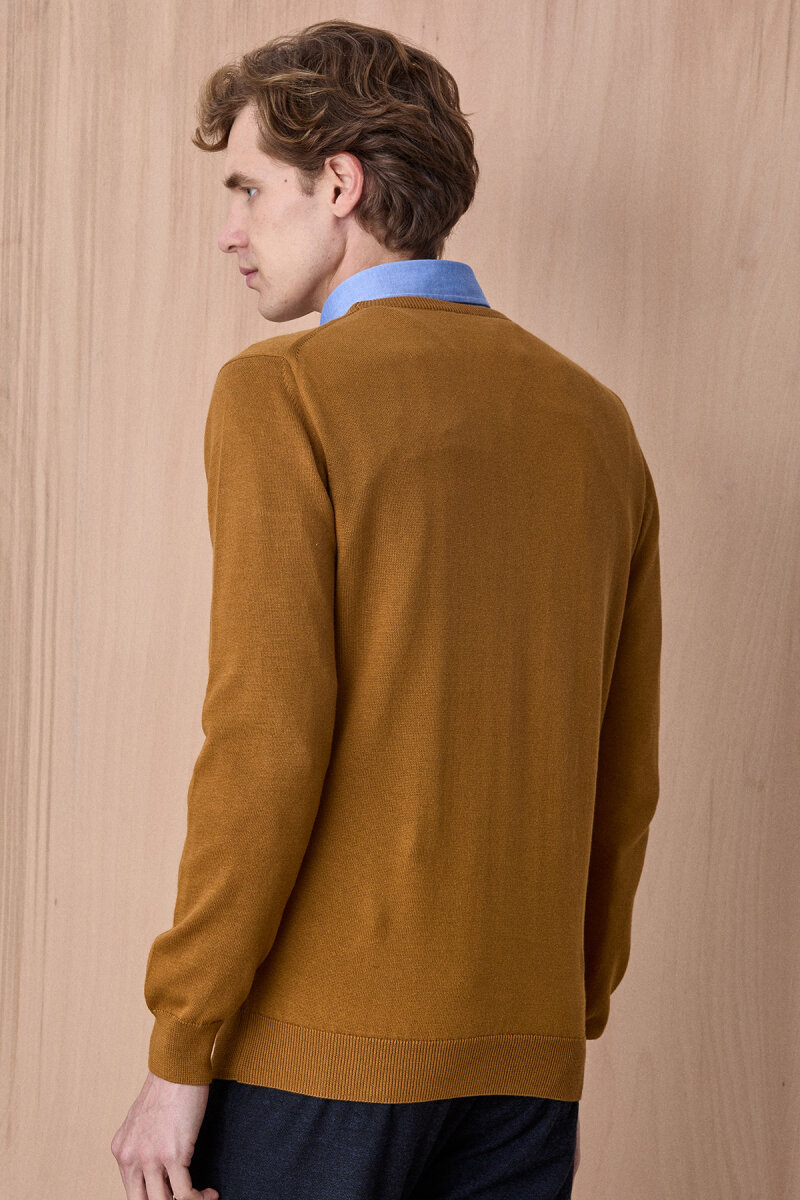 Hardal %100 Pamuk Bisiklet Yaka Kazak - 6