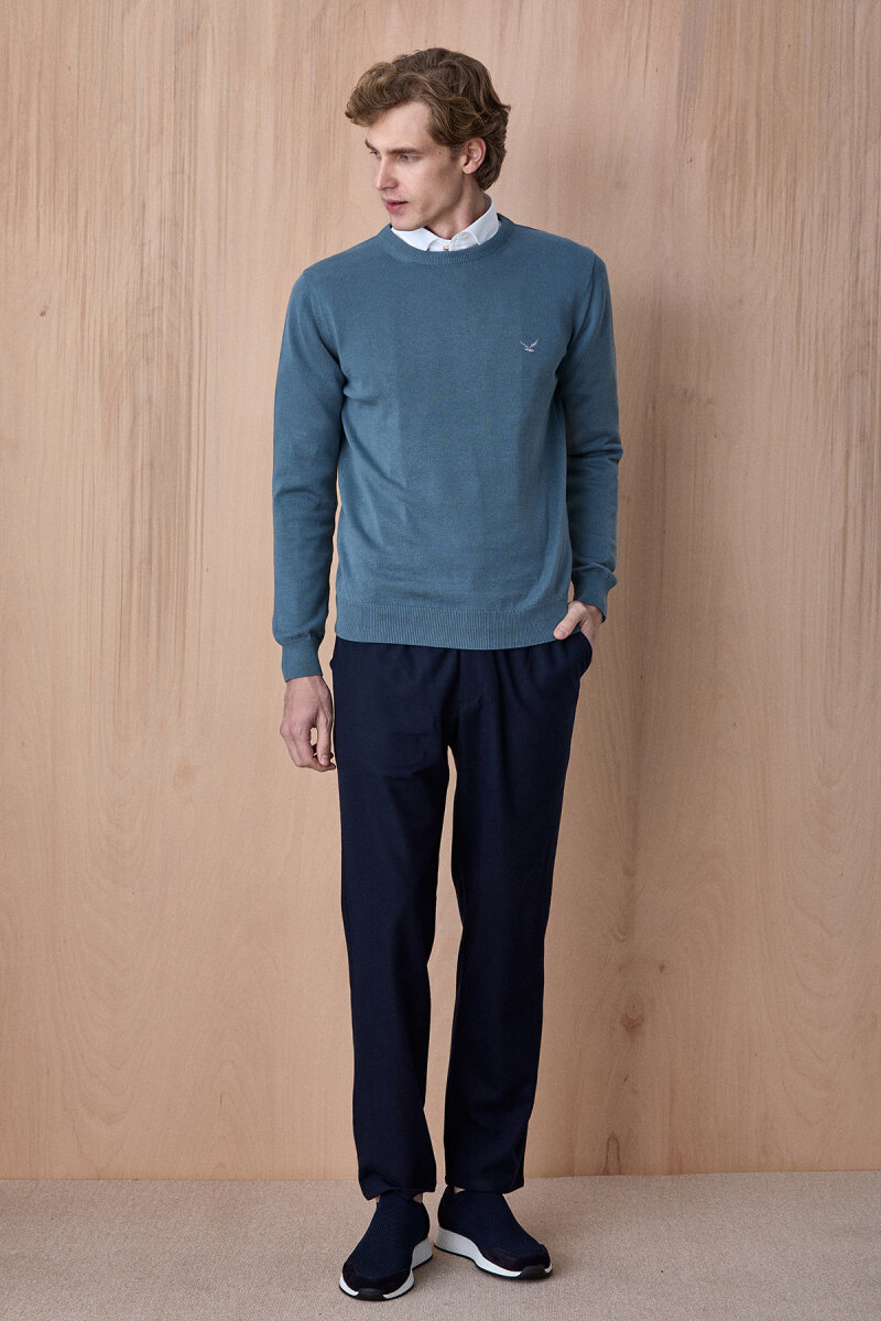 Petrol %100 Pamuk Bisiklet Yaka Kazak - 4