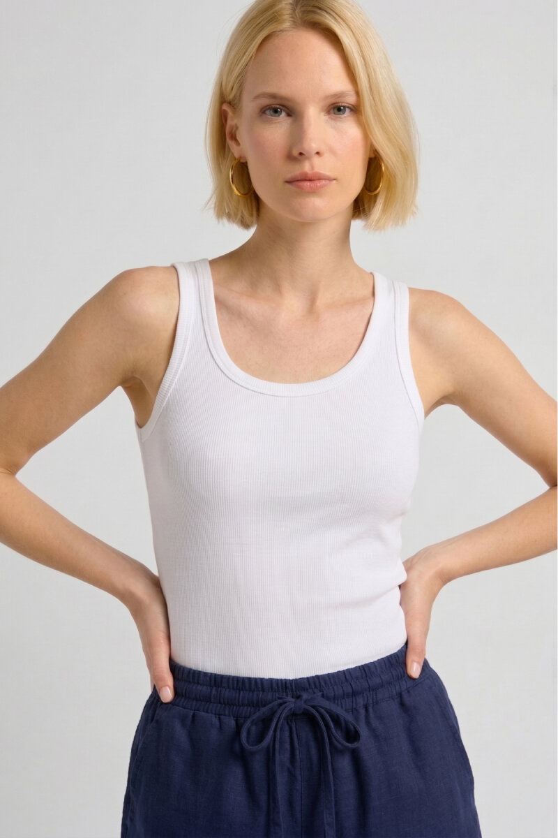 Beyaz %100 Pamuk Basic Atlet - 1