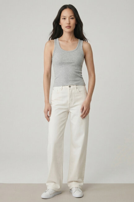 Gri %100 Pamuk Basic Atlet - 4