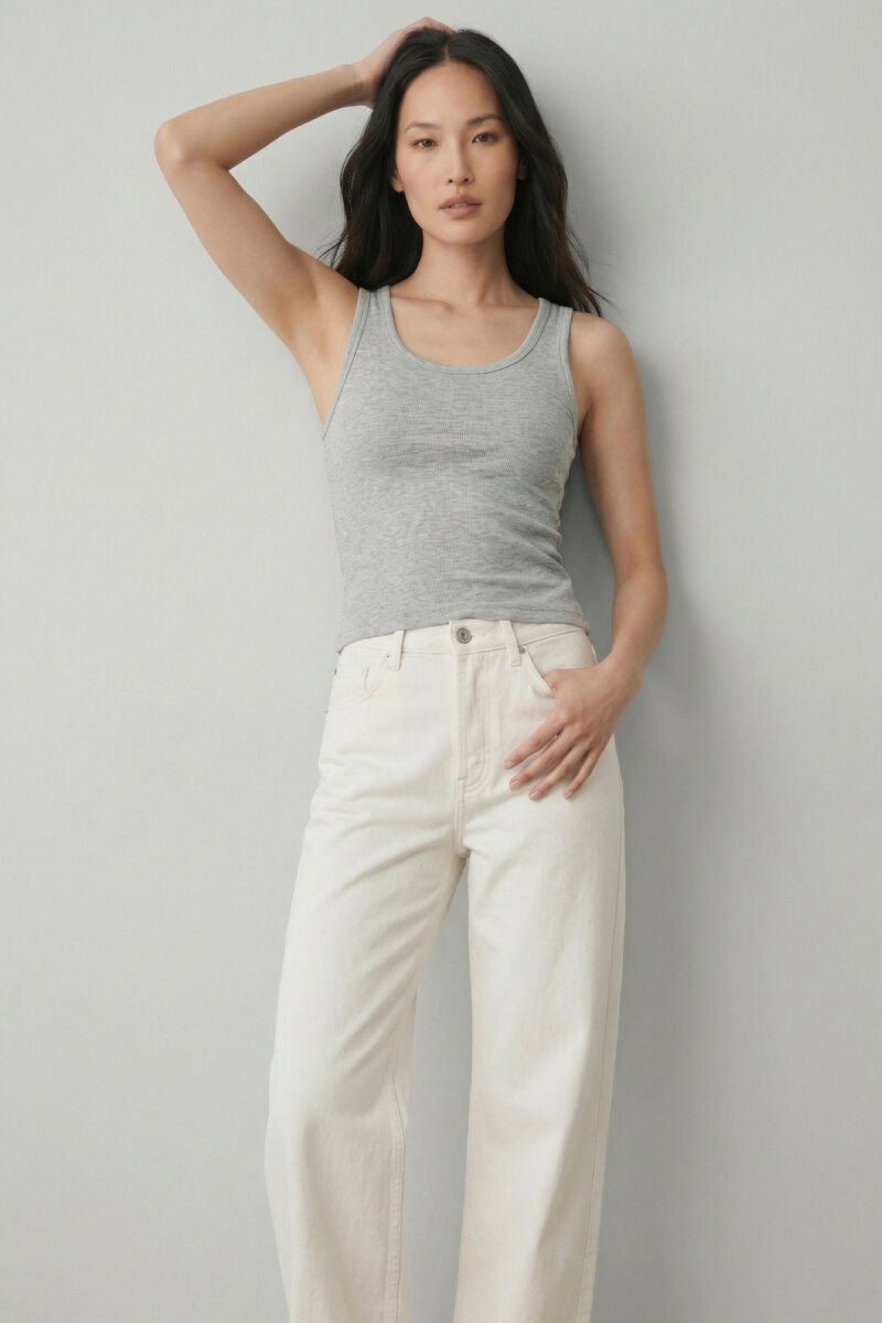 Gri %100 Pamuk Basic Atlet - 2