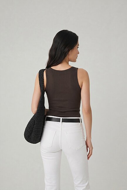 Kahverengi %100 Pamuk Basic Atlet - 5