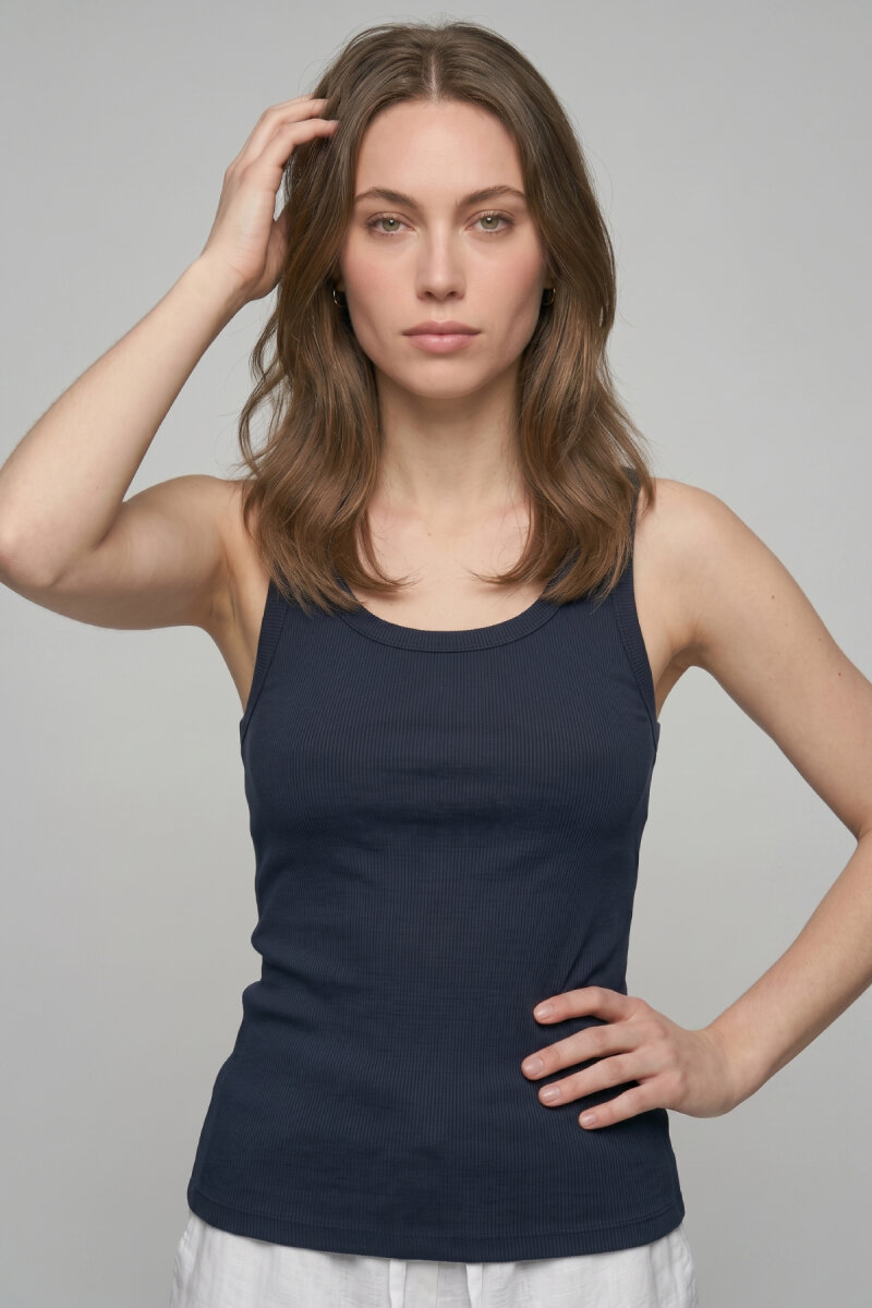 Lacivert %100 Pamuk Basic Atlet - 1