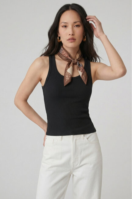 Siyah %100 Pamuk Basic Atlet 