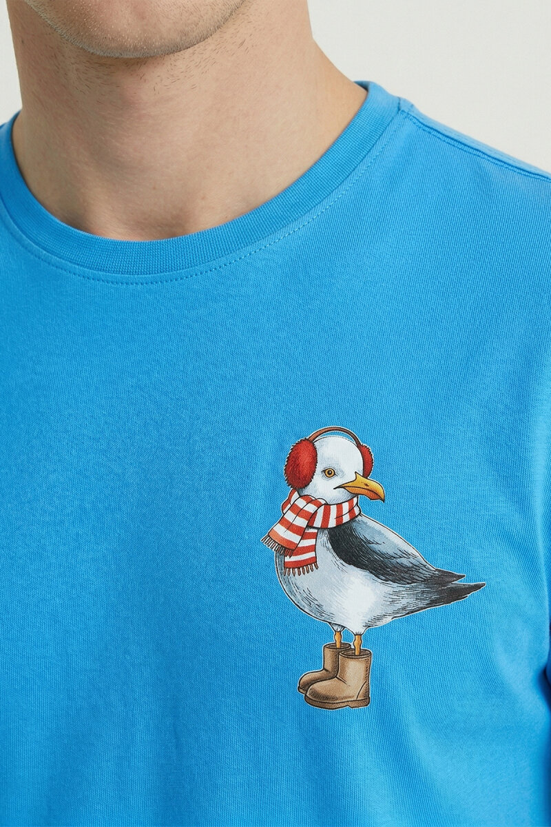 Turquoise Cotton Printed T-shirt - 3