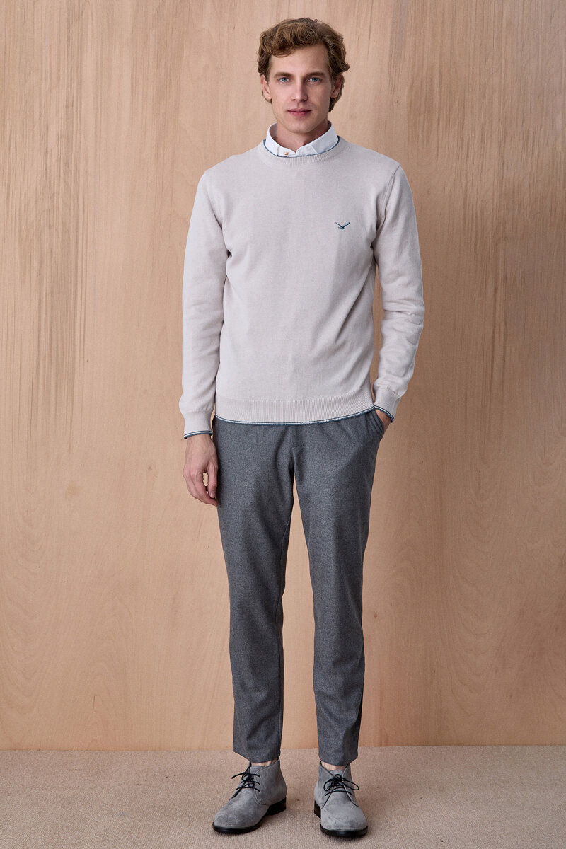 Buz Grisi %100 Pamuk Bisiklet Yaka Kazak - 5