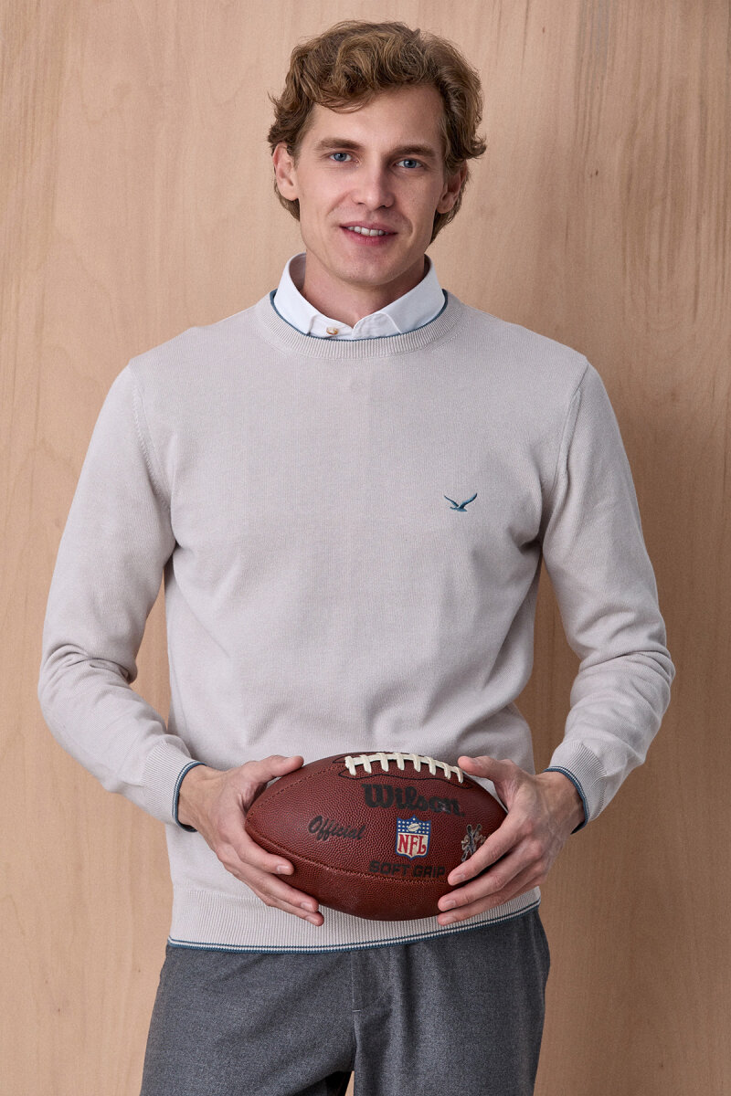 Buz Grisi %100 Pamuk Bisiklet Yaka Kazak (1)