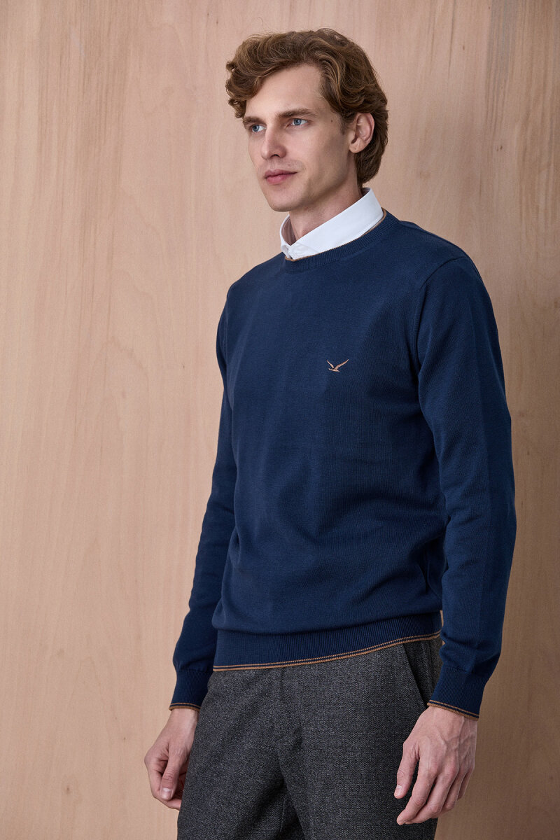 Petrol %100 Pamuk Bisiklet Yaka Kazak - 5