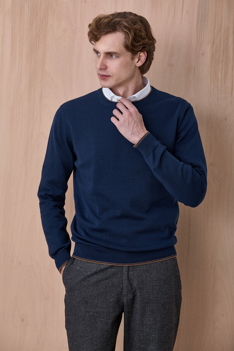 Petrol %100 Pamuk Bisiklet Yaka Kazak - 3