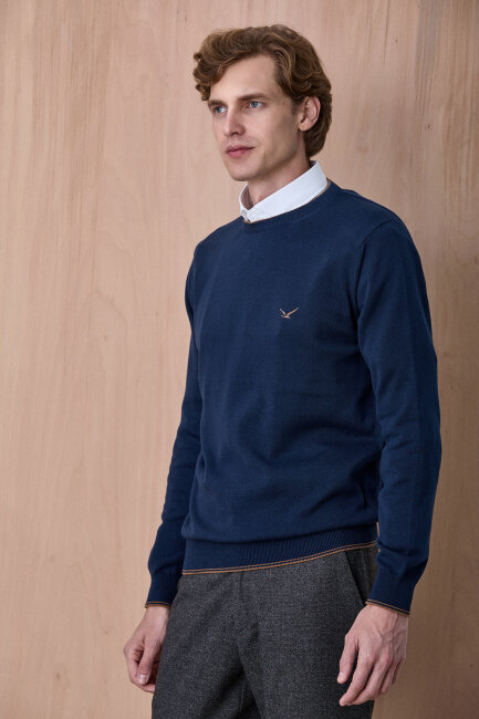 Petrol %100 Pamuk Bisiklet Yaka Kazak - 5