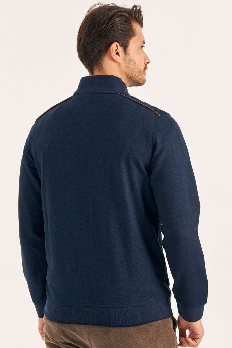 Navy Blue Cotton Sweatshirt Jacket - 5