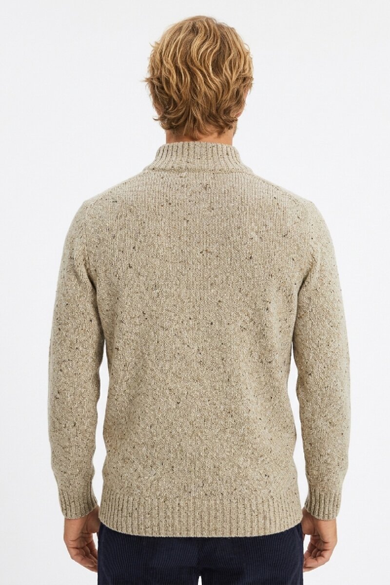 Açık Bej %100 Pamuk Düğmeli Kazak - 4