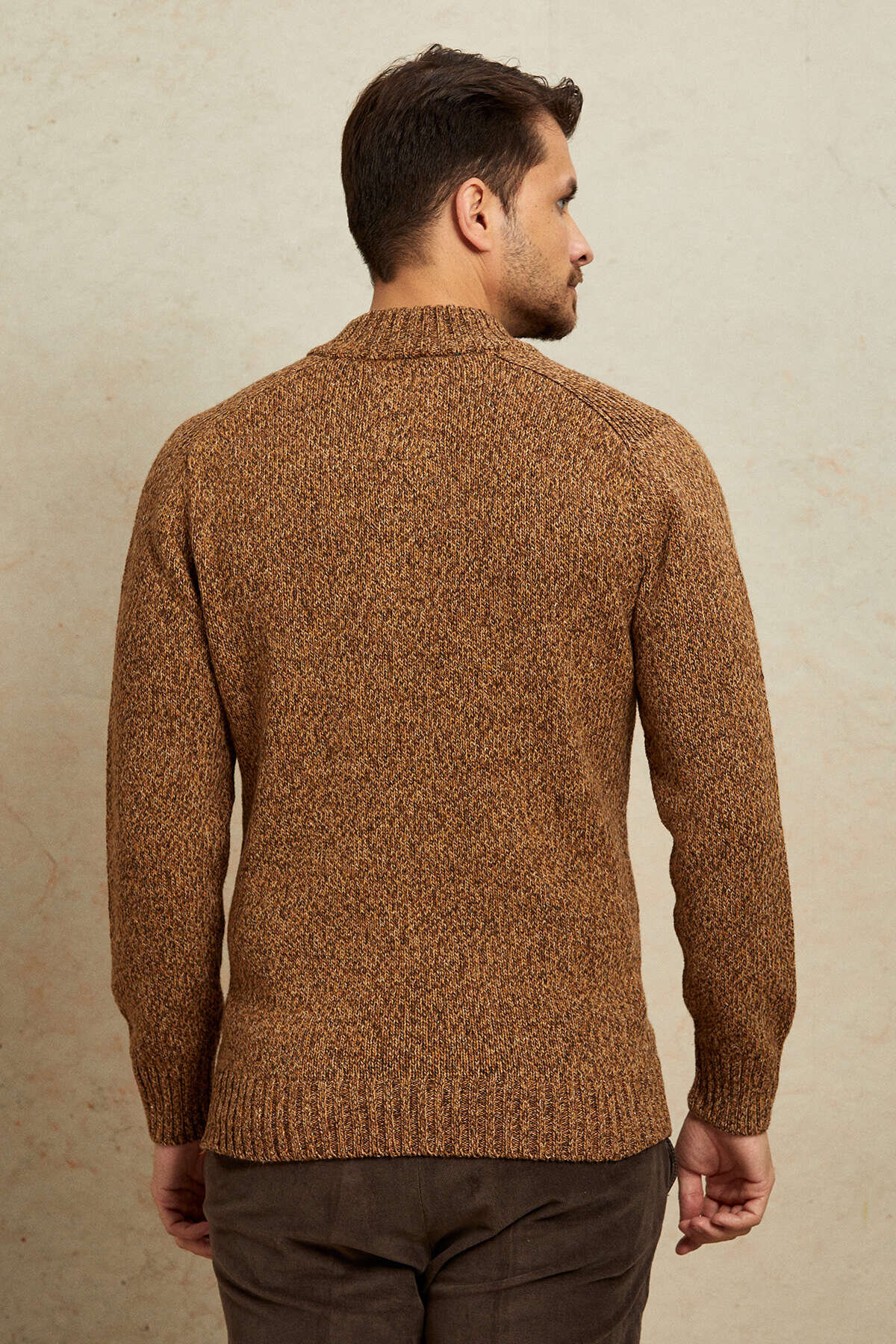 Kahverengi %100 Pamuk Düğmeli Kazak - 7