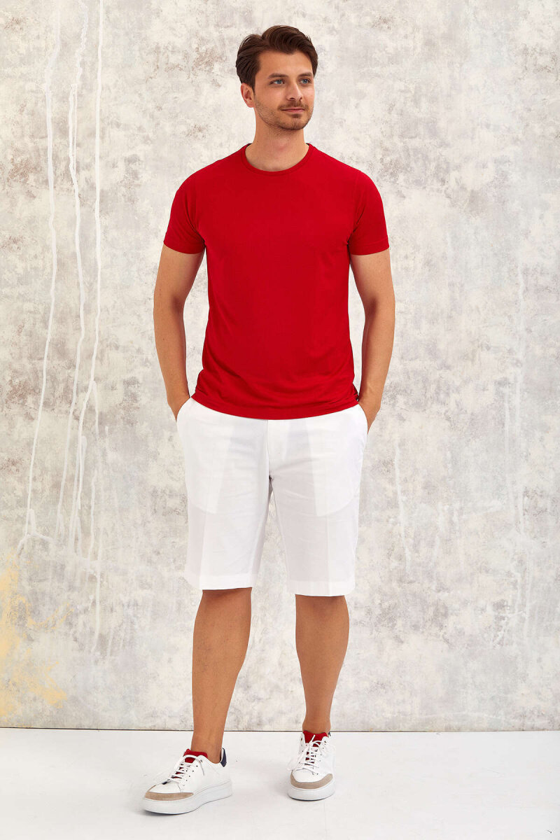 Red Crew Neck Basic T-shirt