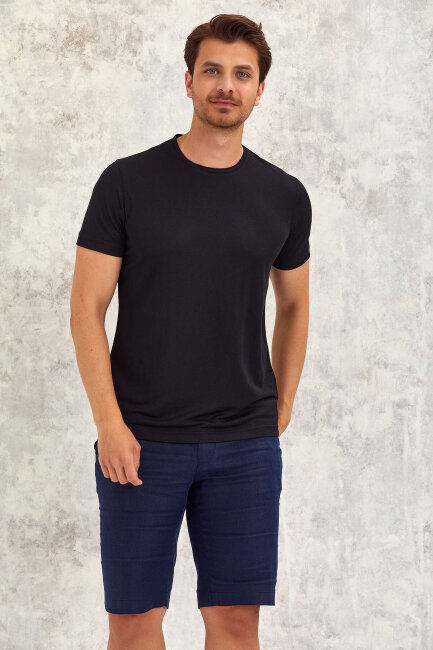 Black Crew Neck Basic T-shirt - 3