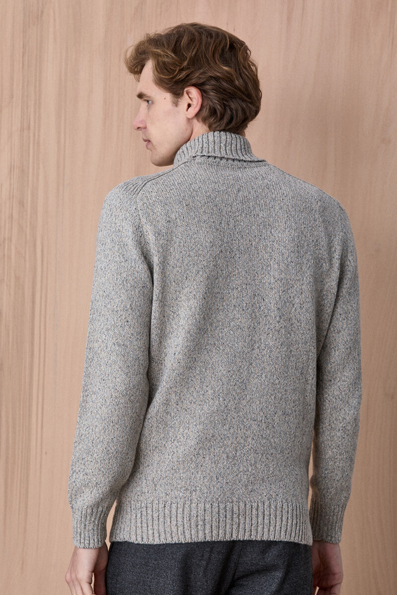 Açık Gri %100 Pamuk Yuvarlak Yaka Kazak - 6