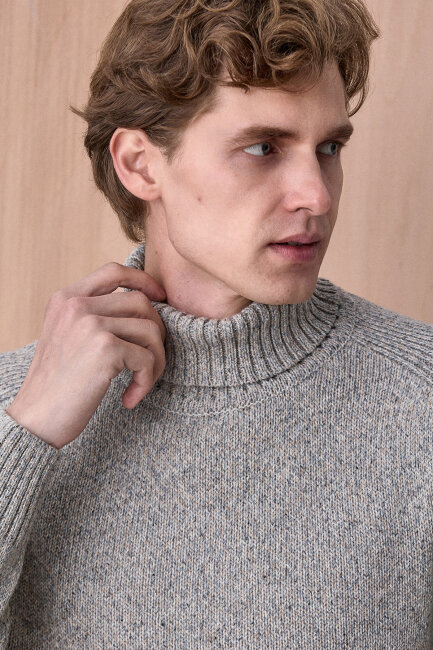 Açık Gri %100 Pamuk Yuvarlak Yaka Kazak (1)