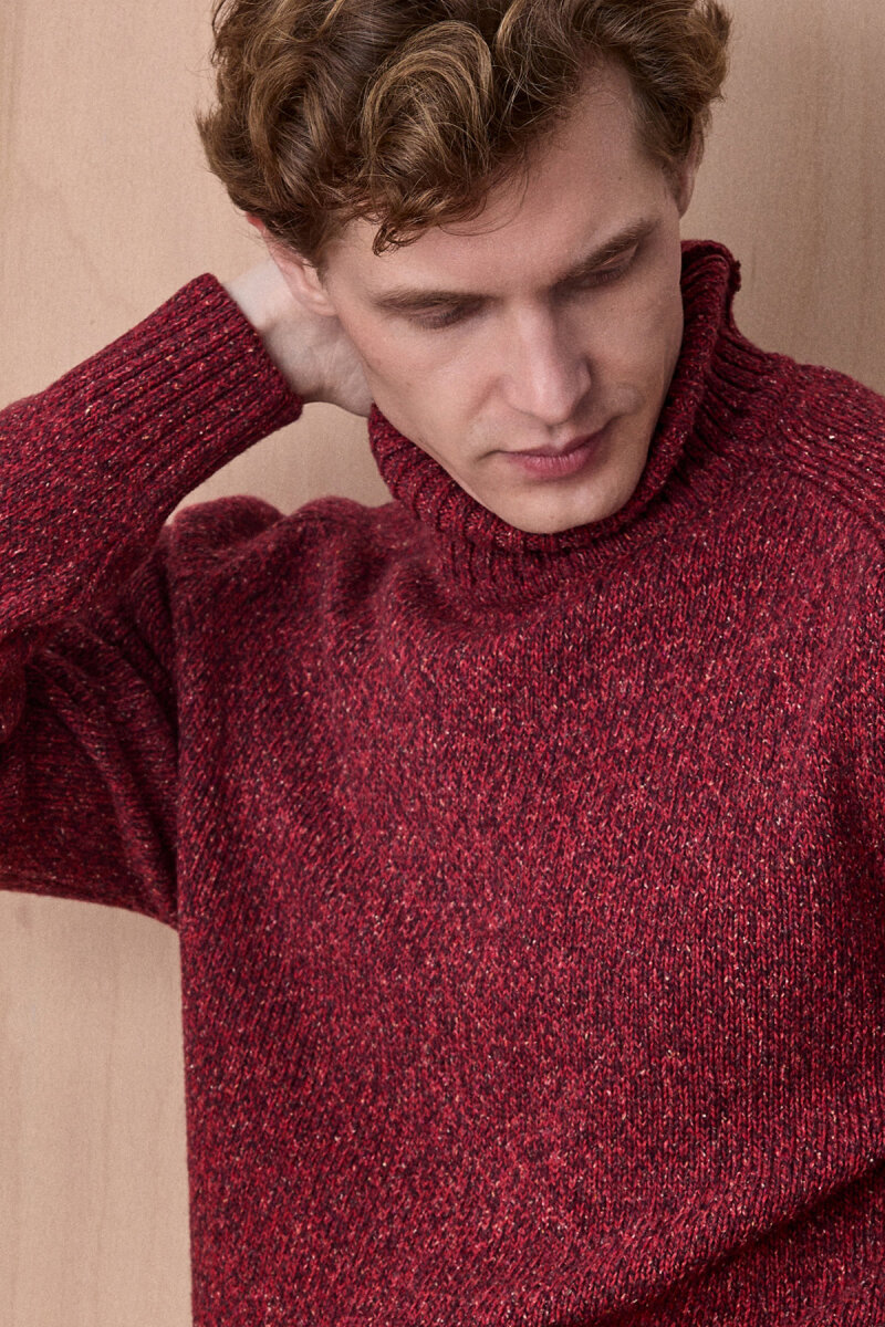 Bordo %100 Pamuk Yuvarlak Yaka Kazak (1)