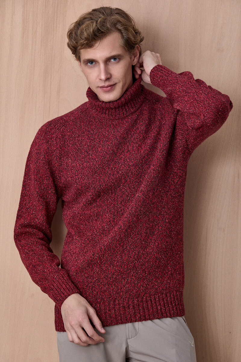 Bordo %100 Pamuk Yuvarlak Yaka Kazak - 4