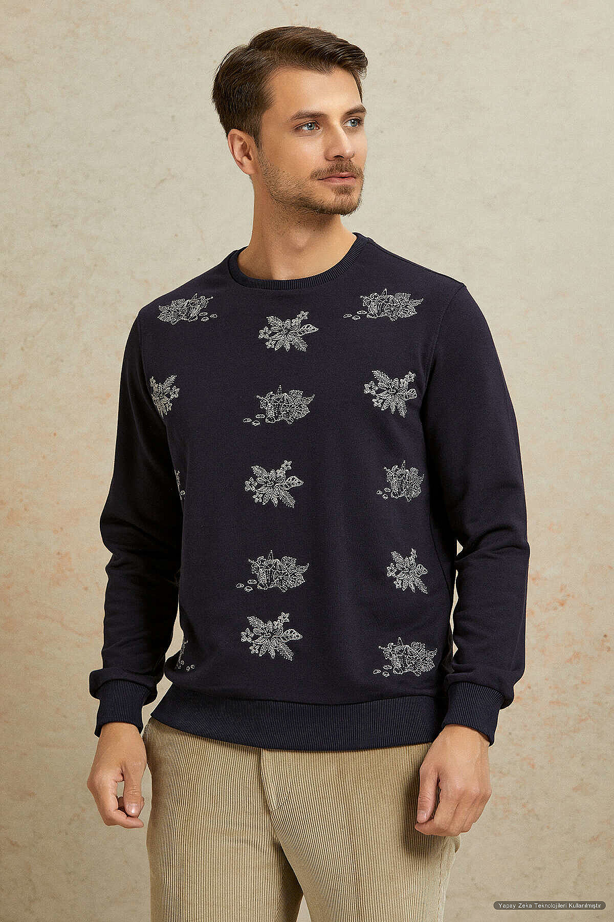Navy Blue 100% Cotton Sweatshirt - 2