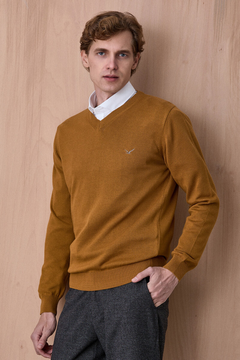 Hardal %100 Pamuk V Yaka Kazak - 5