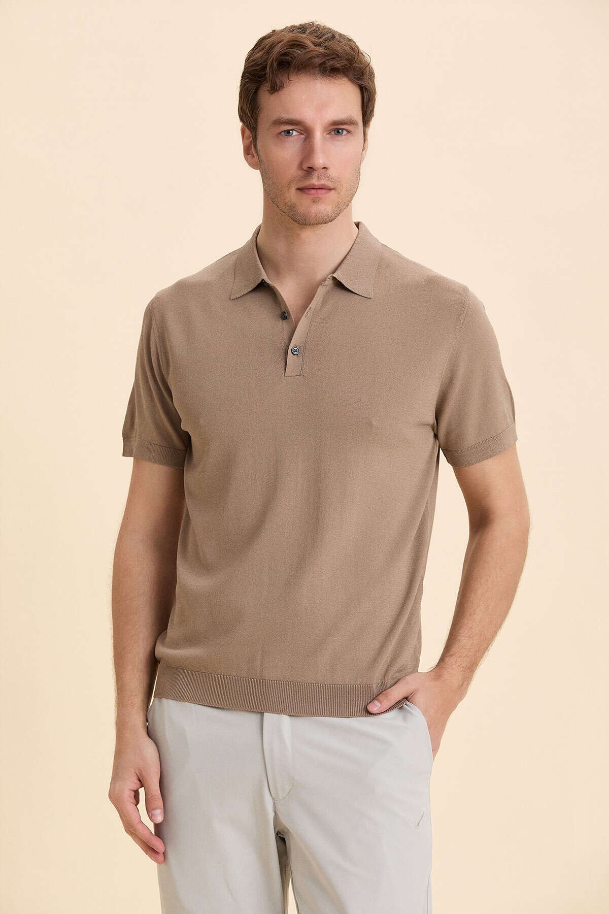 Bej Polo Triko Tişört - 3