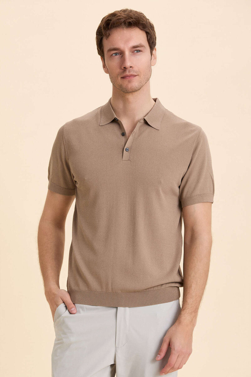 Bej Polo Triko Tişört - 5