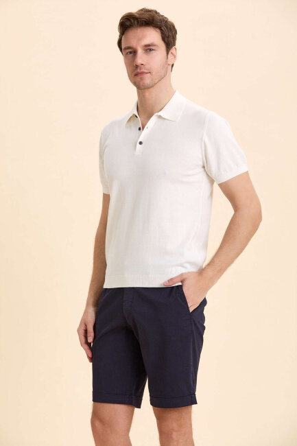 Kırık Beyaz Polo Triko Tişört - 4