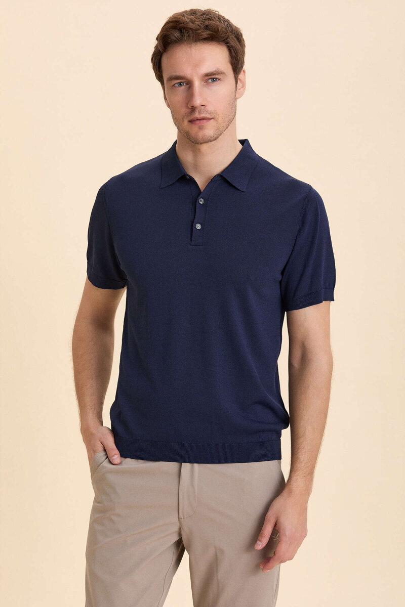 Lacivert Polo Triko Tişört - 3