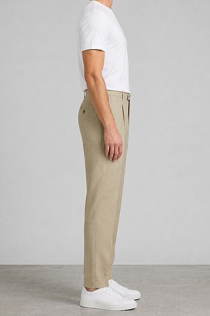 Bej %100 Keten Pantolon (1)