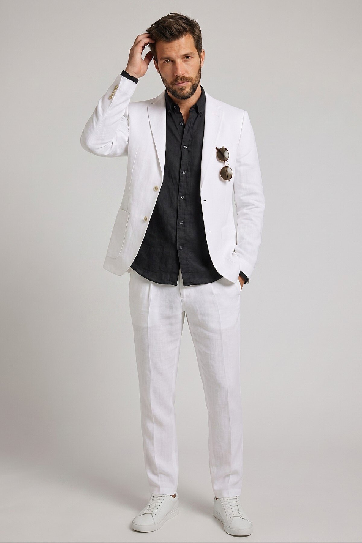 Beyaz %100 Keten Pantolon - 2