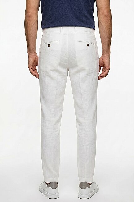 Beyaz %100 Keten Pantolon - 5