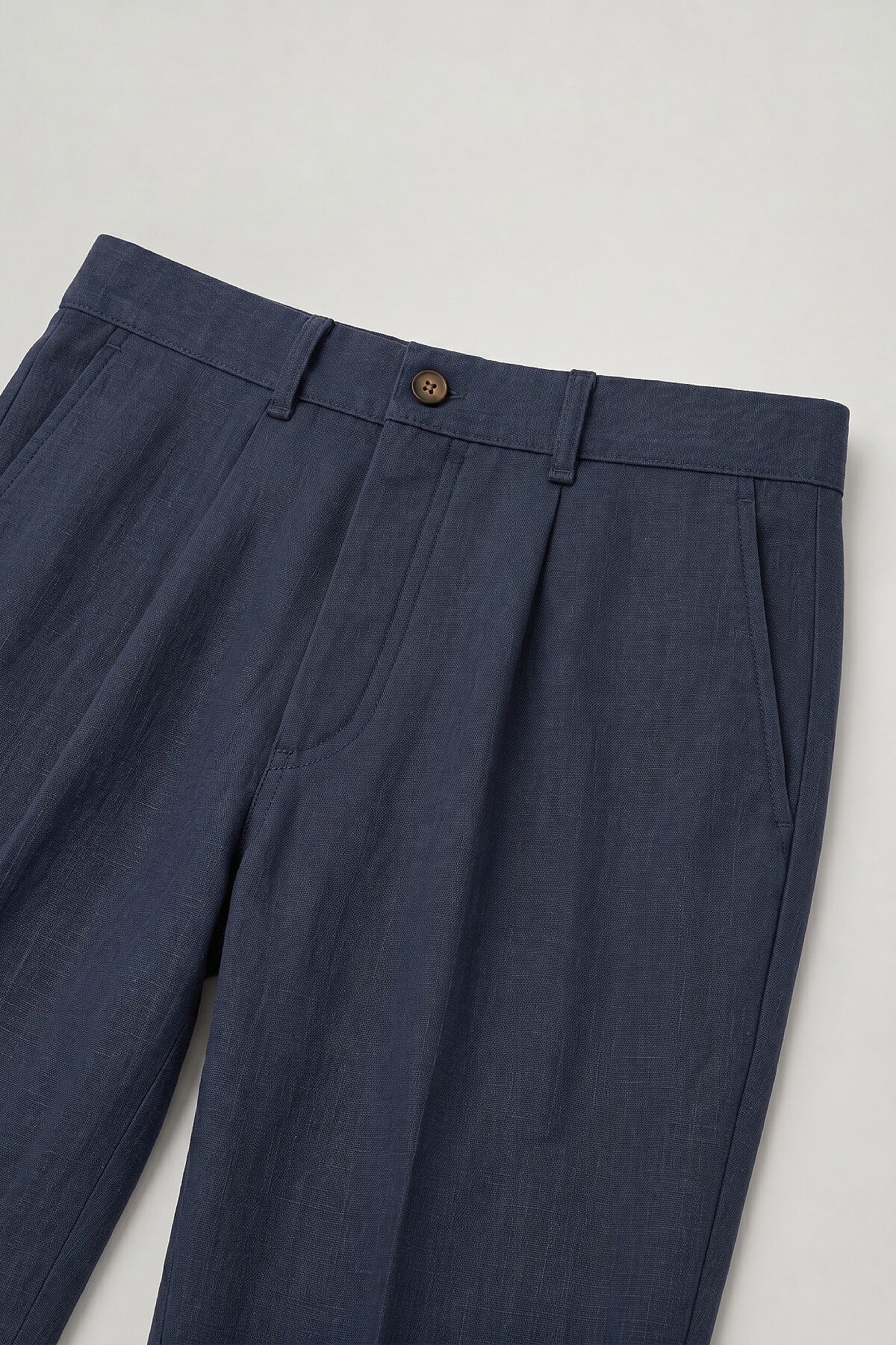 Lacivert %100 Keten Pantolon - 3