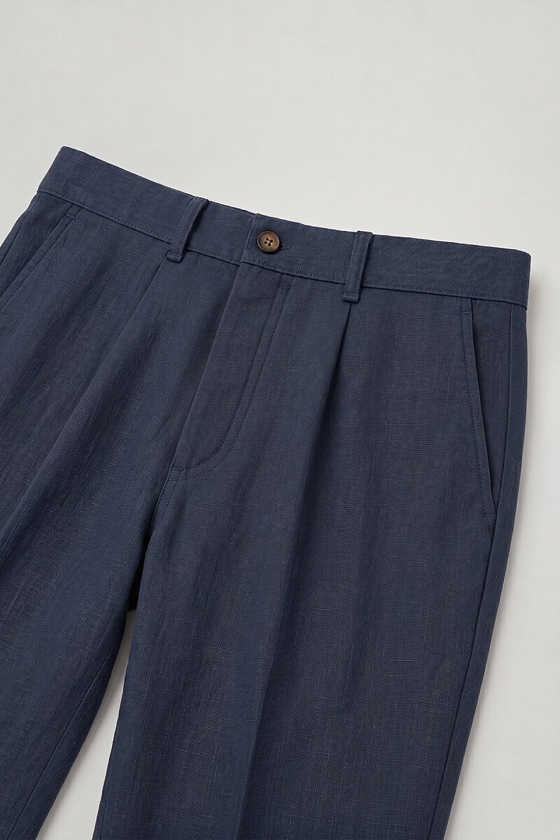 Lacivert %100 Keten Pantolon - 3