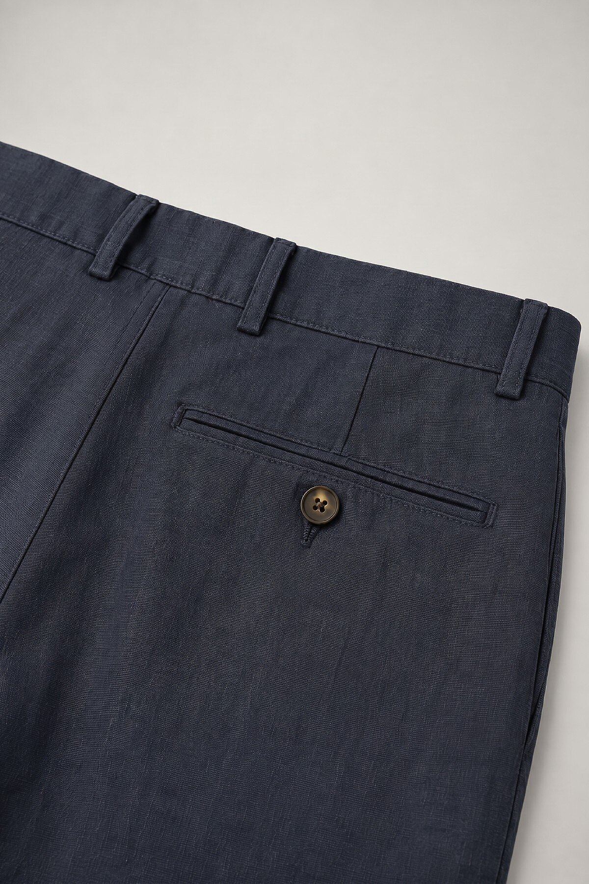 Lacivert %100 Keten Pantolon - 4