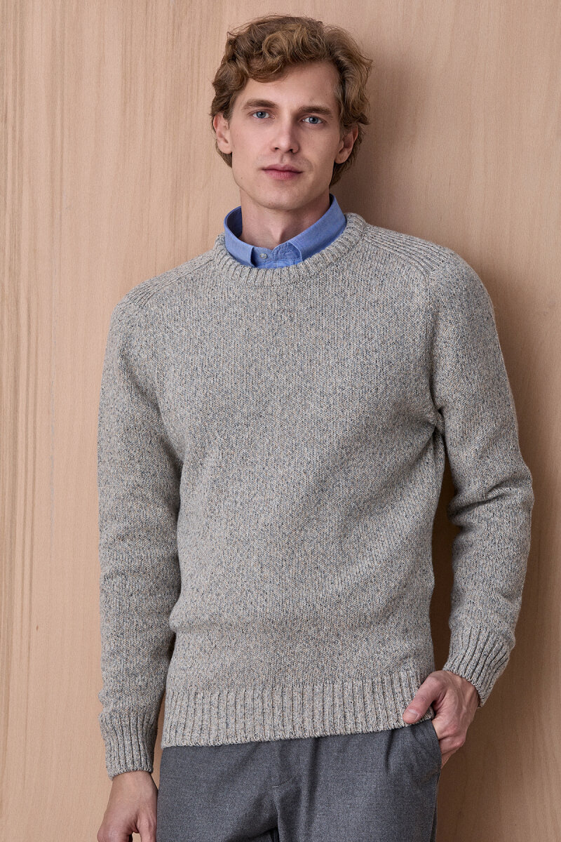 Light Grey 100% Cotton Round Neck Sweater