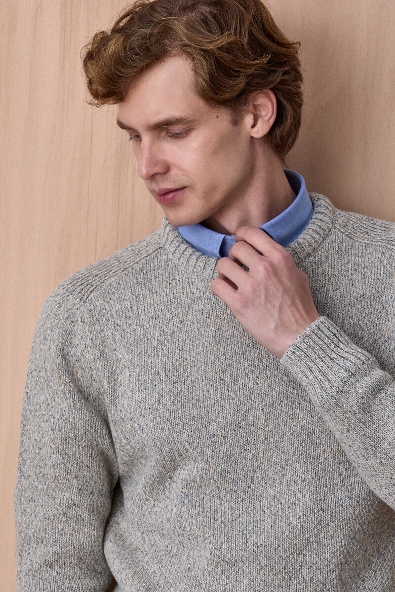 Light Grey 100% Cotton Round Neck Sweater (1)