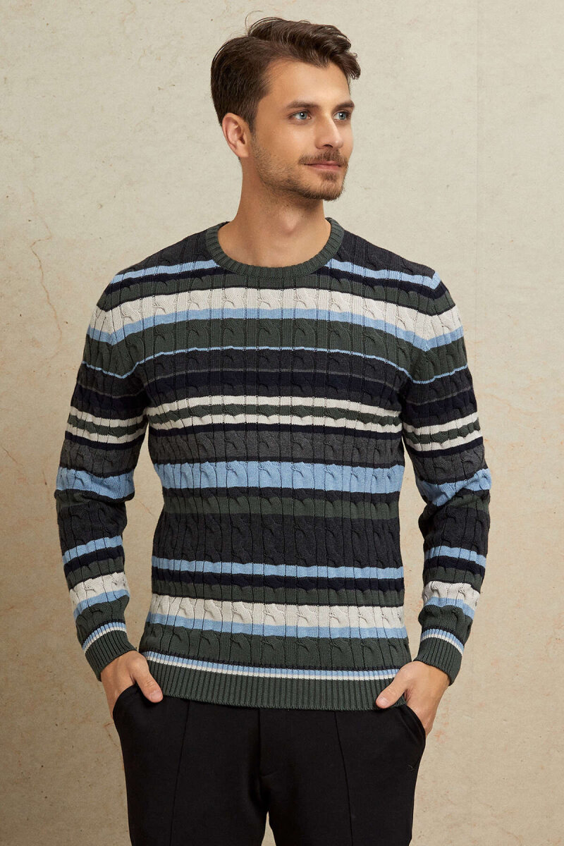 Green 100% Cotton Round Neck Sweater (1)