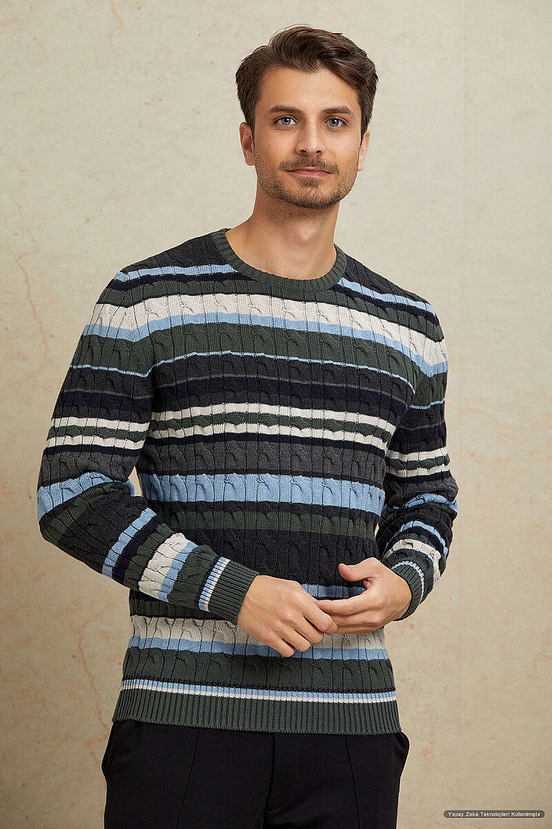 Green 100% Cotton Round Neck Sweater (1)