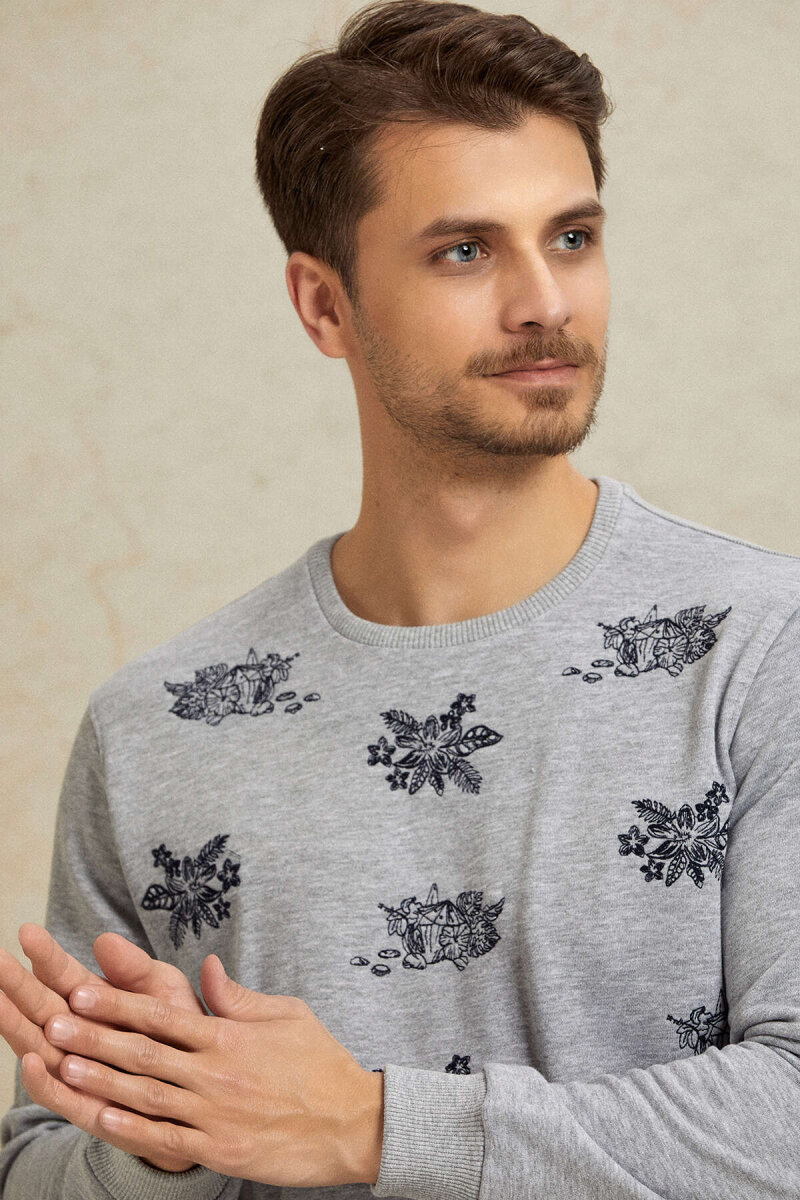 Gray Melange 100% Cotton Sweatshirt (1)