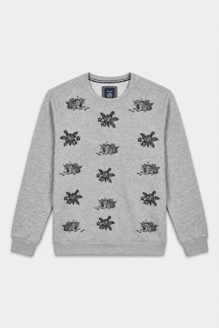 Gray Melange 100% Cotton Sweatshirt - 1