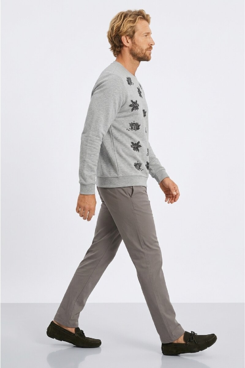 Gray Melange 100% Cotton Sweatshirt - 3