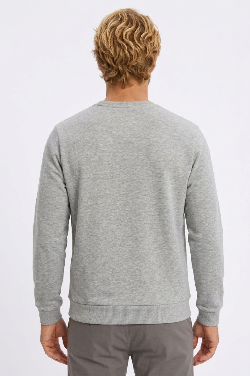 Gray Melange 100% Cotton Sweatshirt - 4