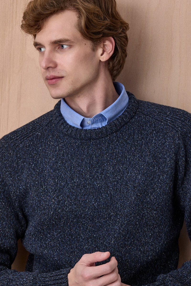 Indigo %100 Pamuk Yuvarlak Yaka Kazak (1)