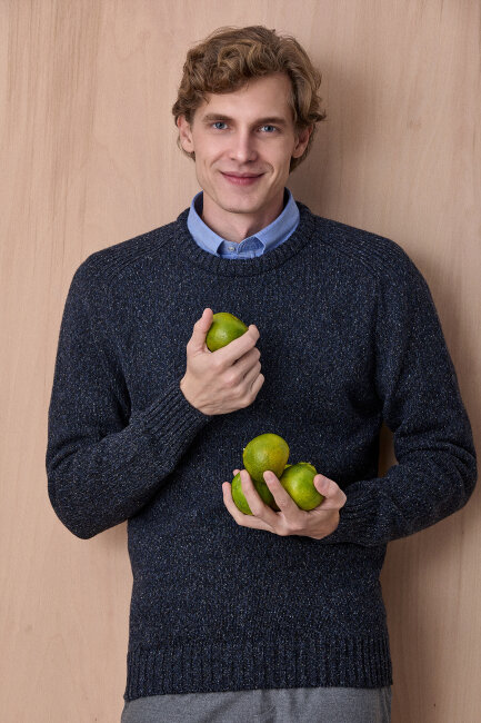 Indigo %100 Pamuk Yuvarlak Yaka Kazak - 1