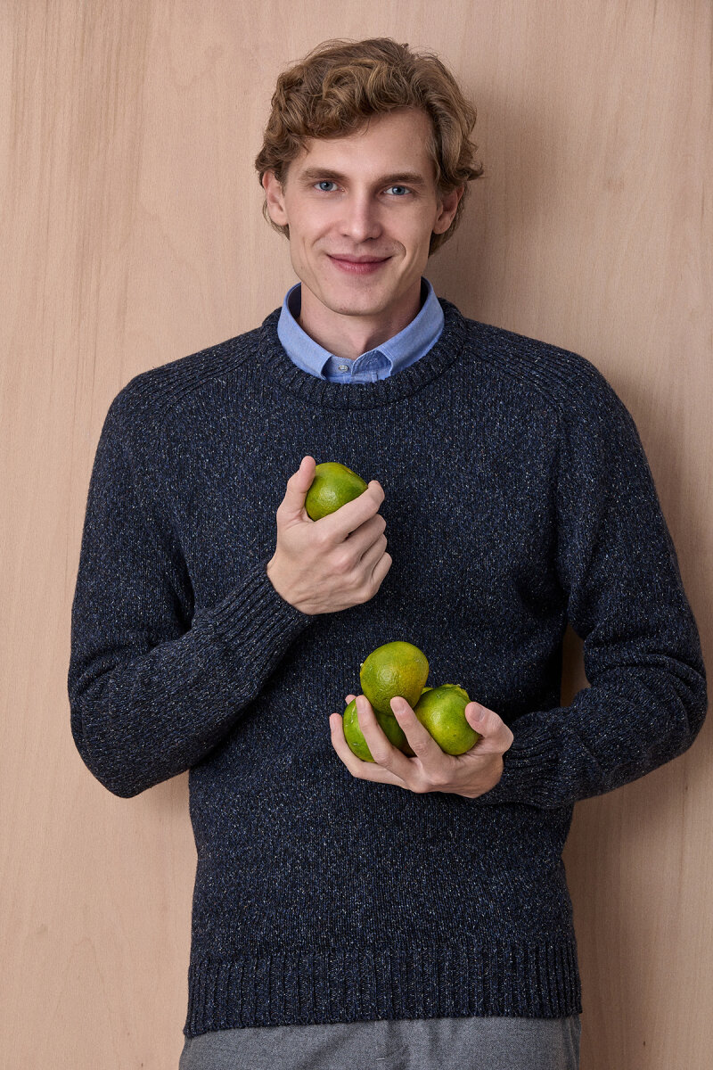 Indigo 100% Cotton Round Neck Sweater