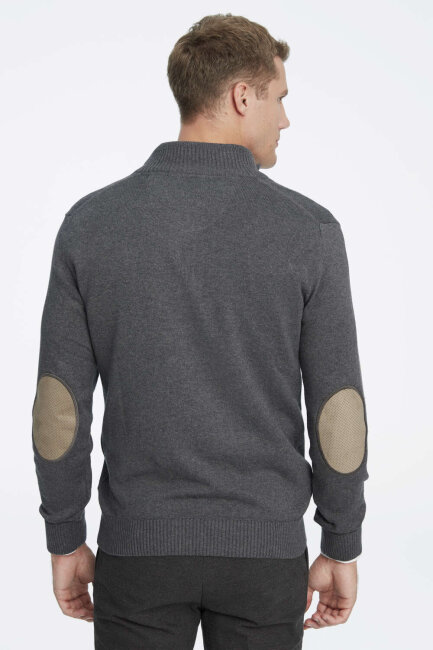 Anthracite 100% Cotton Short Zip Sweater - 4