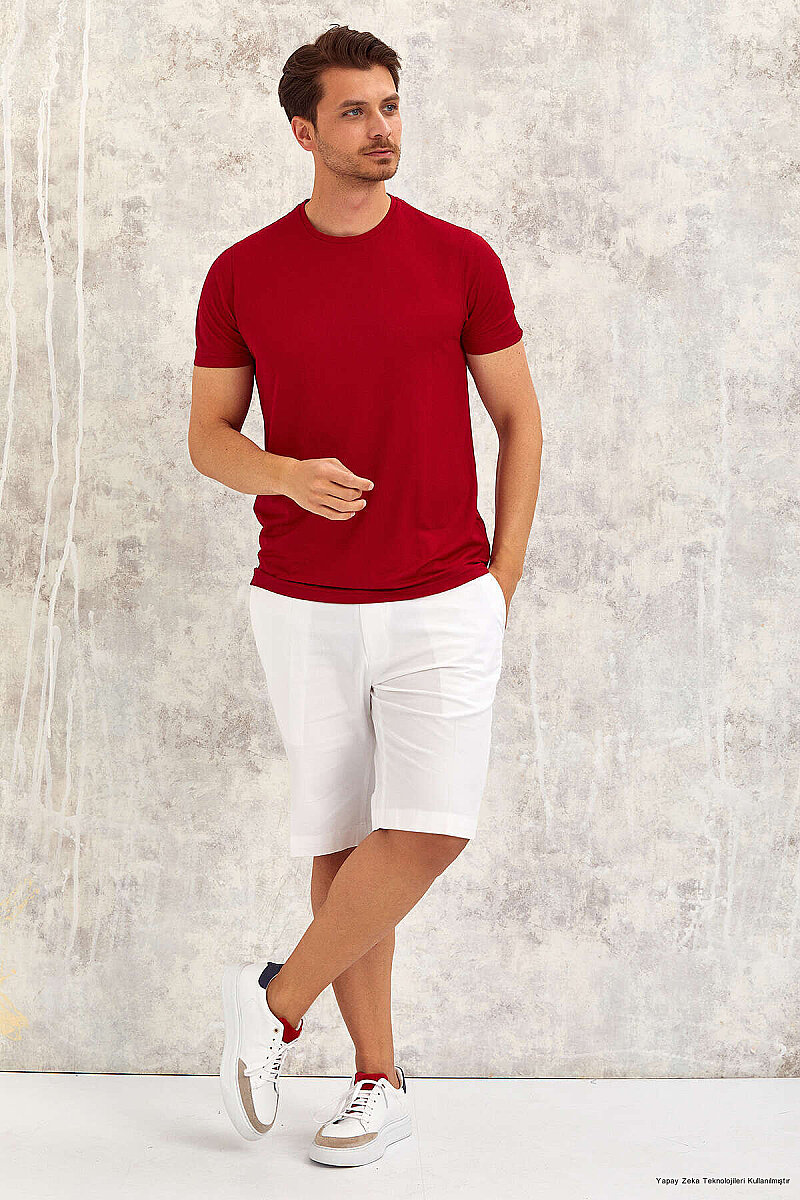 Bordo Bisiklet Yaka Basic Tişört