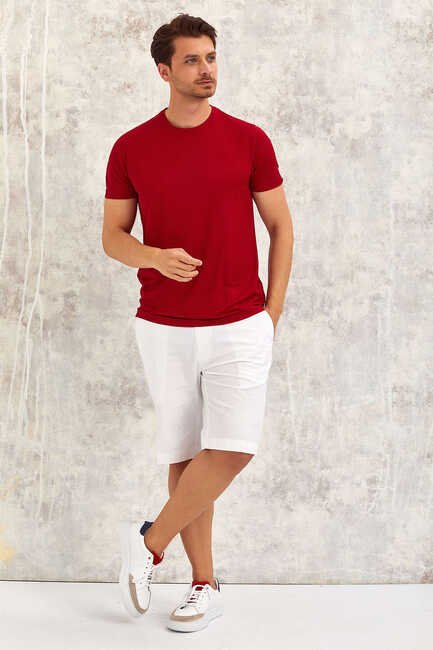 Bordo Bisiklet Yaka Basic Tişört